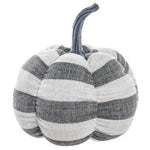 9.8"Hx10.6"D Wide Stripe Pumpkin - Gray/White