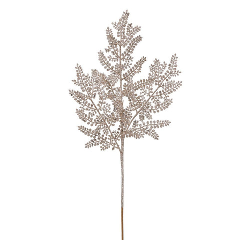 24" Glittered Fern Spray - Champagne