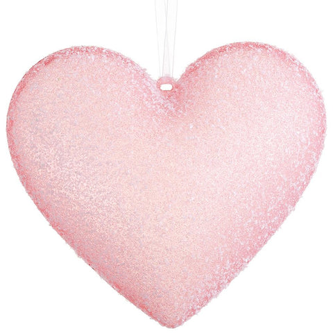 8" Snowed Heart Ornament - Pink