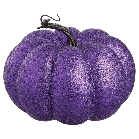 6"H x 7"D Glittered Pumpkin - Purple