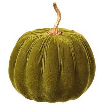 10.5"Hx9"D Velvet Pumpkin  Green