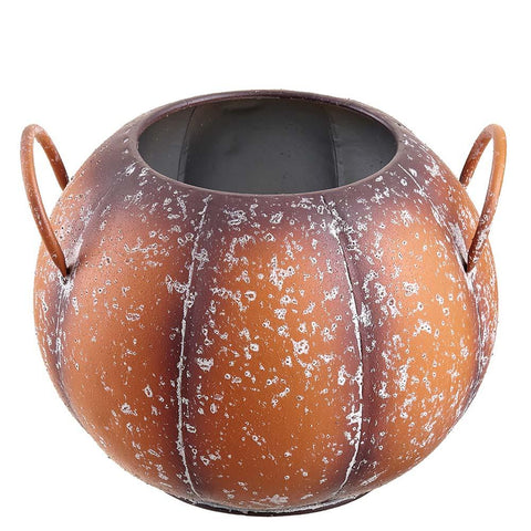 7" Metal Pumpkin Planter - Orange