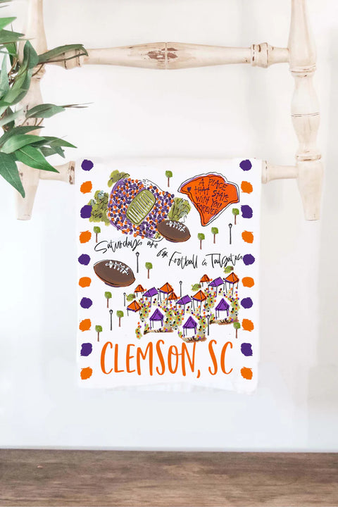 19" x 28" Cotton College Town Tea Towel - Clemson, SC