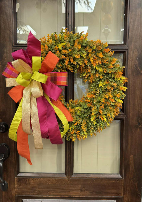 24" Artificial Eucalyptus Wreath - UV Protection - Orange