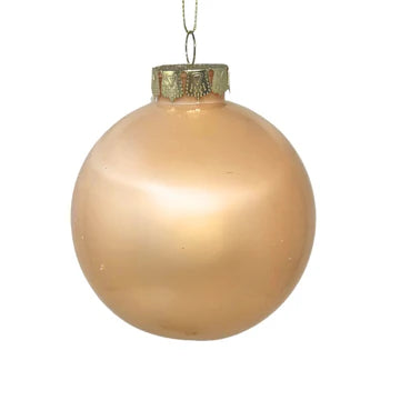 4" Pearl Finish Ball Ornament - Plastic - Apricot