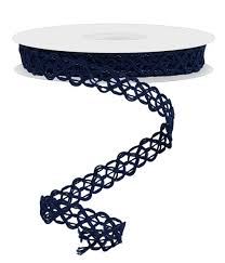 Navy Blue Open Weave Wired Ribbon - 5/8