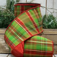 Lime & Red Christmas Plaid Wired Ribbon - 4" x 10yds