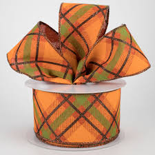 Fall Glitter Plaid Wired Ribbon - 2.5" x 10yds