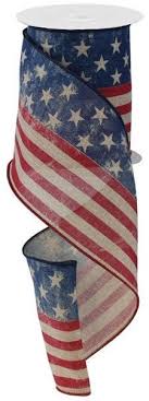 Rustic Flag Wired Ribbon - 4" x 10yds