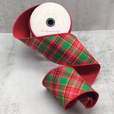 Emerald & Red Christmas Plaid Wired Ribbon - 4" x 10yds