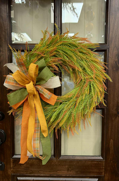 22" Bead Grass Wreath - UV Protection - Orange