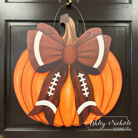 Autumn Kickoff Pumpkin - Door Hanger - (UV Printed)