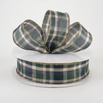 Navy Tom Plaid Wired Ribbon - 1.5" x 50yds