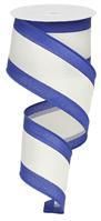 Royal Blue & White Satin Stripe Wired Ribbon - 2.5" x 10yds