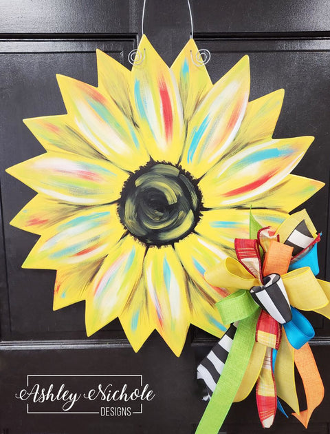 Sunflower Door Hanger - Abstract Style