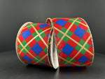 Red, Green & Blue Georgina Plaid Wired Ribbon - 2.5" x 10yds