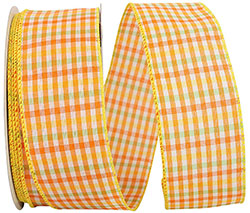 Bright Gingham Check Wired Ribbon - 2.5" x 50yds