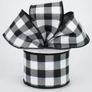Black & White Plaid Check Wired Ribbon - 2.5" x 10yds