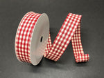 Red & Ivory Gingham Wired Ribbon - 1.5" x 50yds