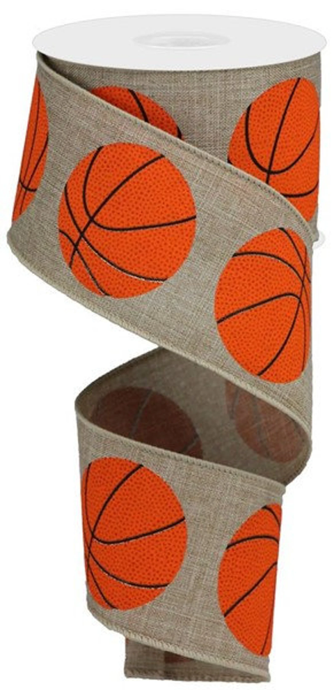 Basketball Wired Ribbon - 2.5" x 10yds