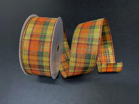 Fall Plaid Metallic Wired Ribbon - 2.5" x 50yds