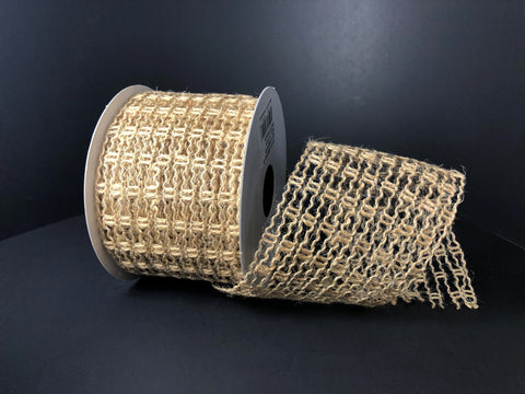 Expandable Natural Jute Wired Ribbon - 2.5" x 10yds