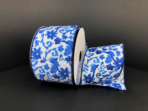 Chinoiserie Watercolor Wired Ribbon - 2.5" x 10yds