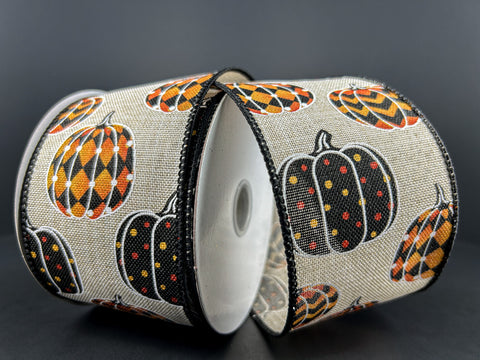 Halloween Trendy Pumpkin Wired Ribbon - 2.5" x 10yds