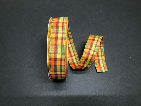Old School Fall Plaid Wired Ribbon - 1.5" x 50yds