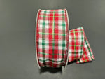 Red, Emerald & Lime Metallic Winston Plaid Wired Ribbon - 2.5" x 50yds