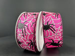 Black Sheen Spiders On Fuchsia Wired Ribbon - 1.5" x 10yds