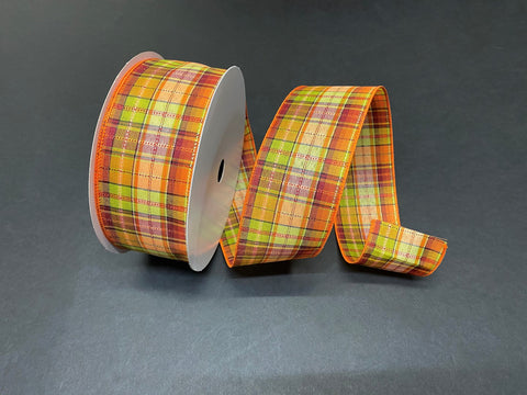 Intricate Fall Plaid Wired Ribbon - 2.5" x 50yds