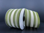 Moss Ticking Stripe Wired Ribbon - 2.5" x 10yds