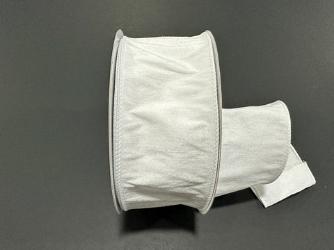 White Dupioni Wired Ribbon - 2.5" x 25yds