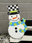 Snowman Checkered Boy - Christmas Winter Mini Piece (Magnet/Velcro)