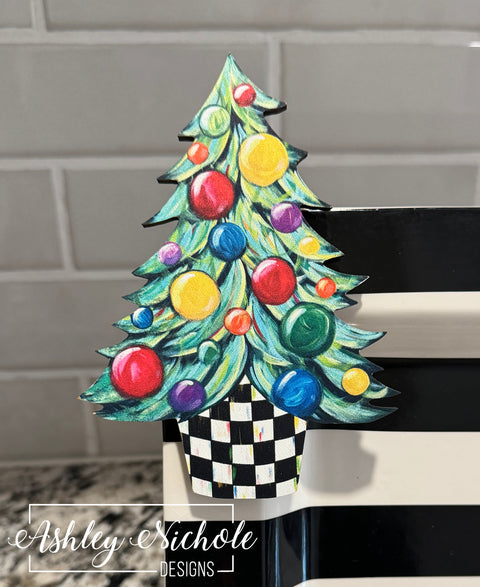 Christmas Tree Abstract Colorful - Christmas Mini Piece (Magnet/Velcro)