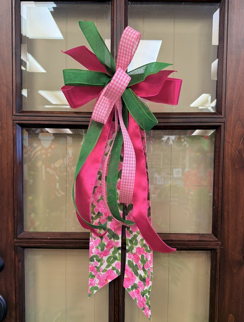 Lady Pink Rose Garden Sash Bow