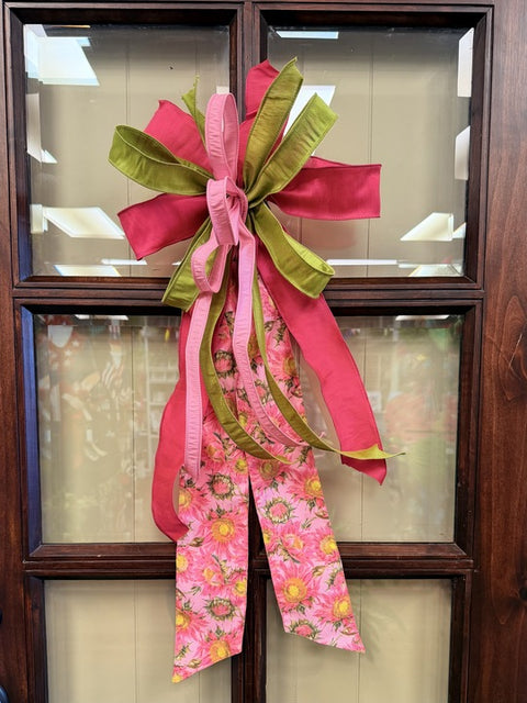 Pink Sunflower Sash Bow
