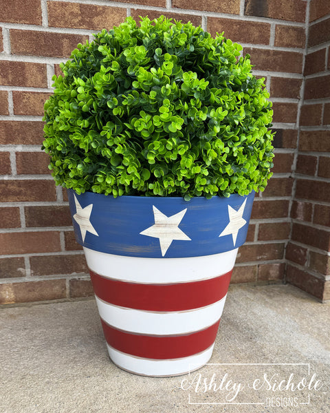 15" Patriotic Garden Planter - Round - Plastic