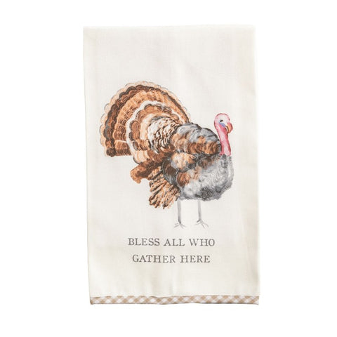 Bless All Who Gather Here Gingham Hem Hand Towel
