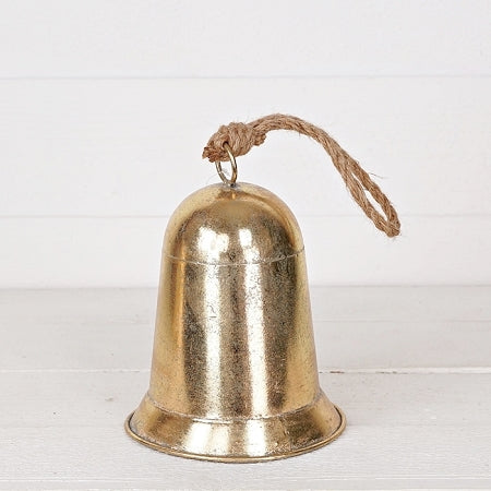 9" Metal Bell With Loop Ornament - Brushed Gold