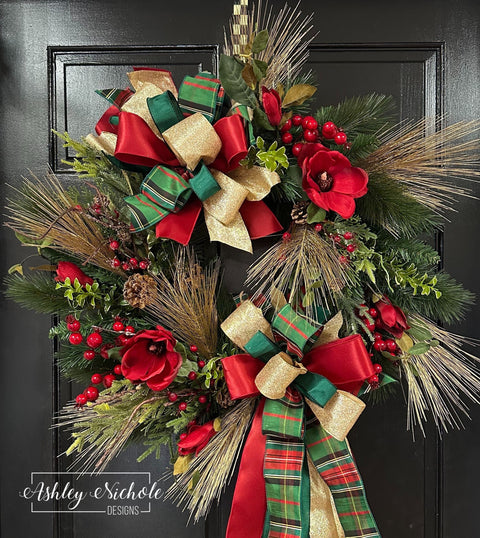 Merry Magnolia & Berries Christmas Wreath
