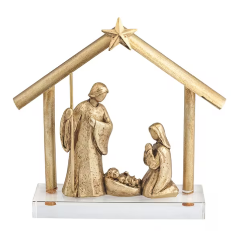 7" Resin Nativity Display - Gold