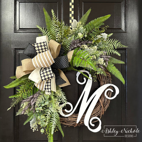Everyday Neutral Grasses Initial Wreath