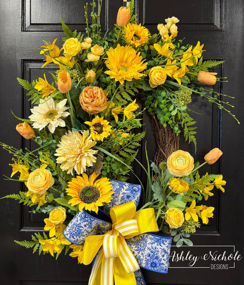 *READY to SHIP* - Sunshine Rays Floral Wreath