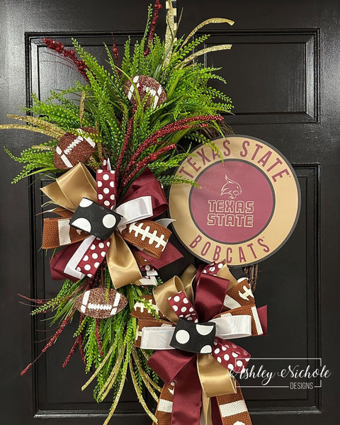Collegiate Football Sign Wreath - Texas State