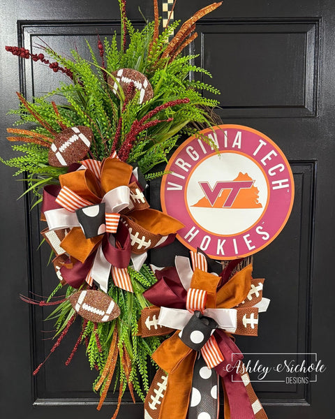 Collegiate Football Sign Wreath - Virginia Tech University