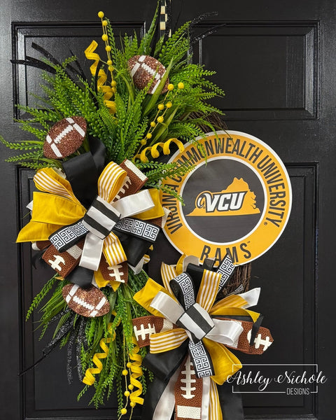 Collegiate Football Sign Wreath - Virginia Commonwealth University