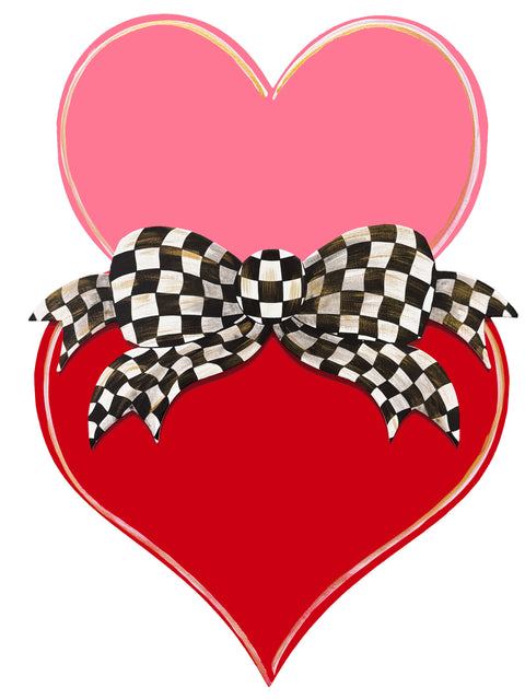 Fancy Bow - CHECKERED - Heart Stack Valentine  - Mini Piece (Magnet/Velcro)