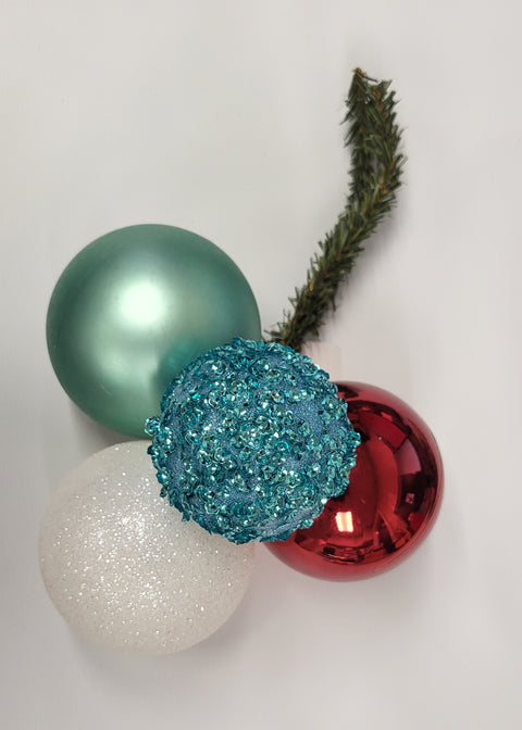 Sequin Glitter Ball Cluster - Red/Lt Blue/White/Ice Blue